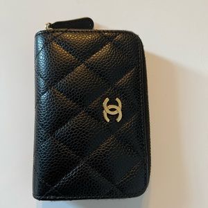 Chanel mini black wallet